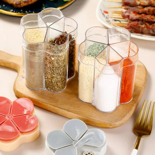 5-in-1 BBQ Gewürzbox transparent mit Deckel – Praktisch, hygienisch - kompakt