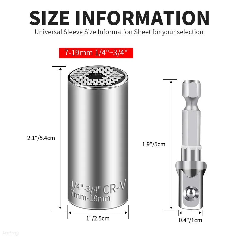 Universal Steckschlüsselsatz 7-19mm Chrom-Vanadium Multifunktions-Werkzeug