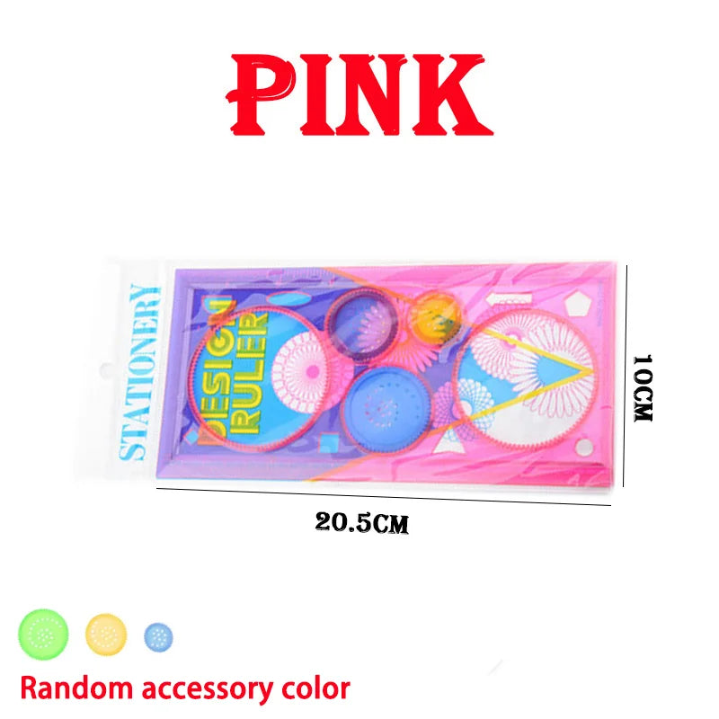 Kreatives Spirograph Zeichenschablonen Set, 4 bunte Designs, Kunststoff