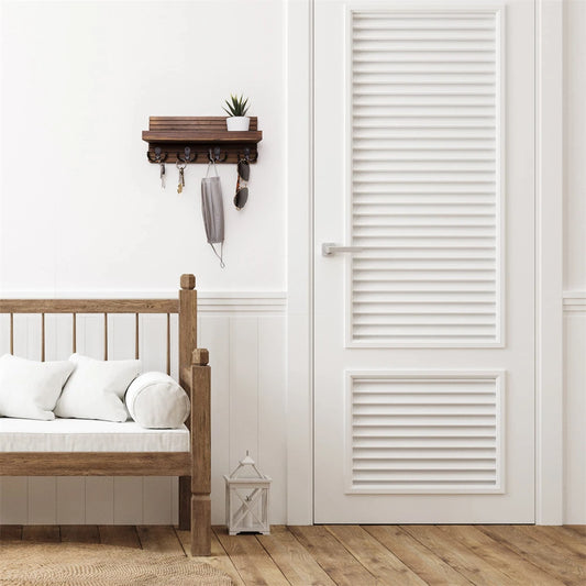 Rustikaler Holz Schlüsselhalter mit Regal und 4 Haken für Eingang