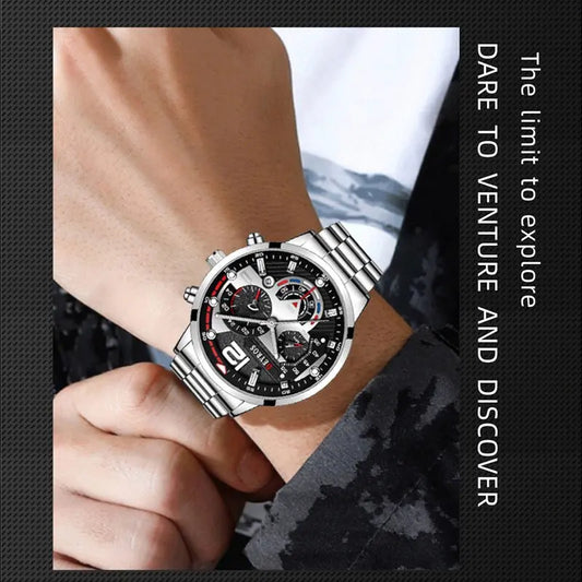 5-teiliges Uhren-Set für Herren mit Datum und Legierungsarmband