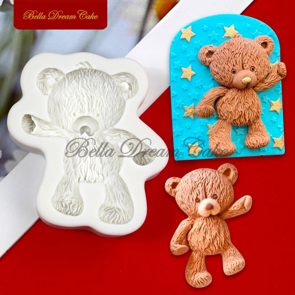 Vielseitige 3D Bären-Silikonform für Fondant, Backen - Basteln