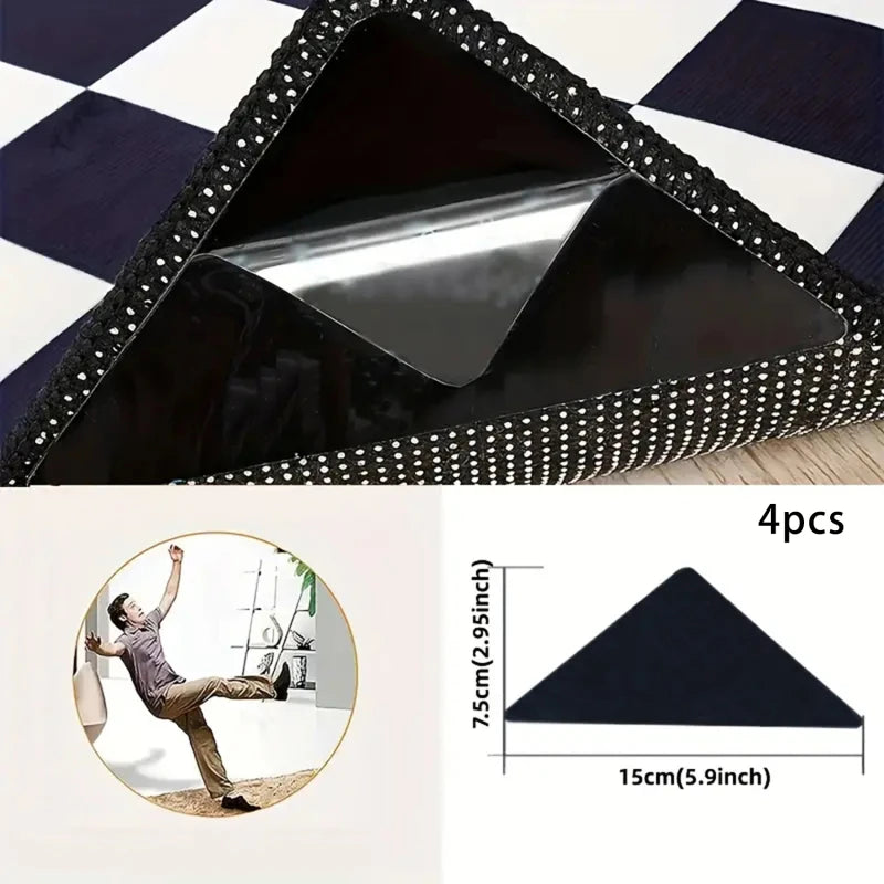 Maximaler Halt - Sicherheit: 4er Set rutschfeste Teppich-Patches aus PU-Material