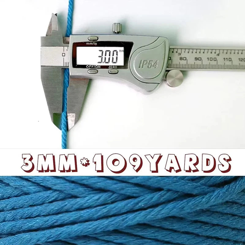 100 m Rolle bunte 3 mm Baumwollschnur für DIY und Dekoration