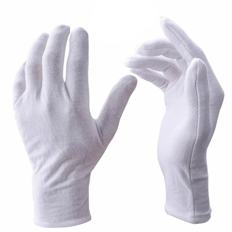 Vielseitige weiße Baumwollhandschuhe, einheitsgroß, weich - hautfreundlich – 1-10 Paar