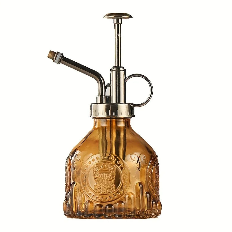 Glas Bewaesserung Spray Flasche mit Vintage Bronze Pumpe fuer Pflanzen