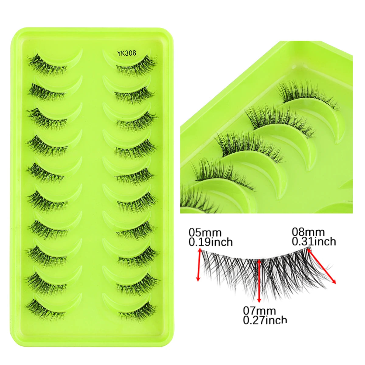 Natürliche Katzenaugen Halb-Wimpern Sets 3/6/10 Paare – weich - wiederverwendbar