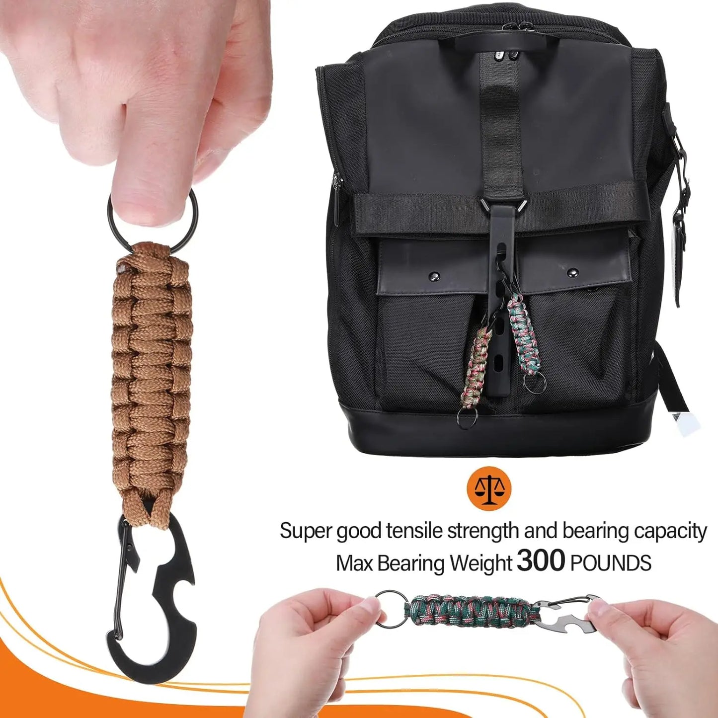 Robuster Paracord Schlüsselanhänger mit Karabiner und Flaschenöffner für Outdoor