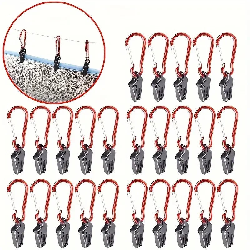 20er Set winddichte Planenklemmen mit Karabinern – sicher - robust für Outdoor