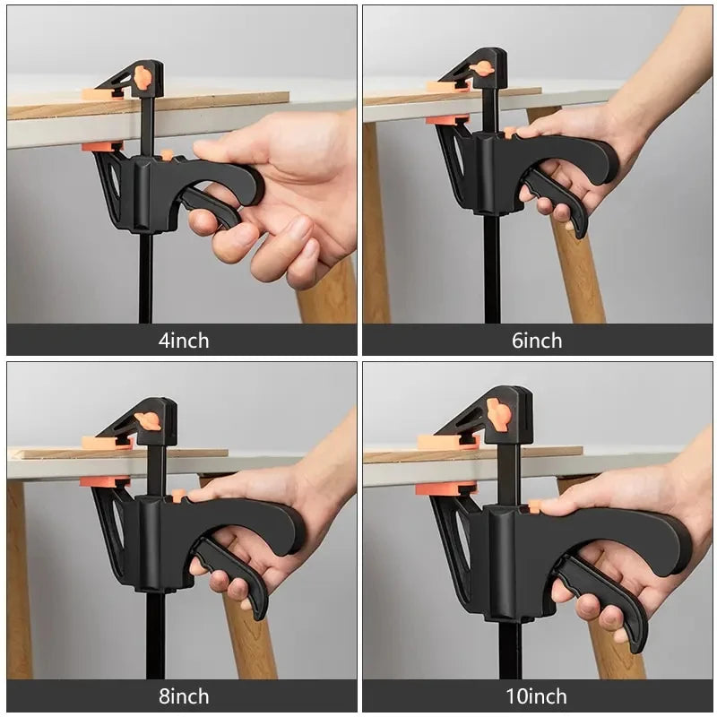 Sicher - Kratzfrei: 2/5er 4 Zoll Schnellspann-Klemm Set in Schwarz - Orange