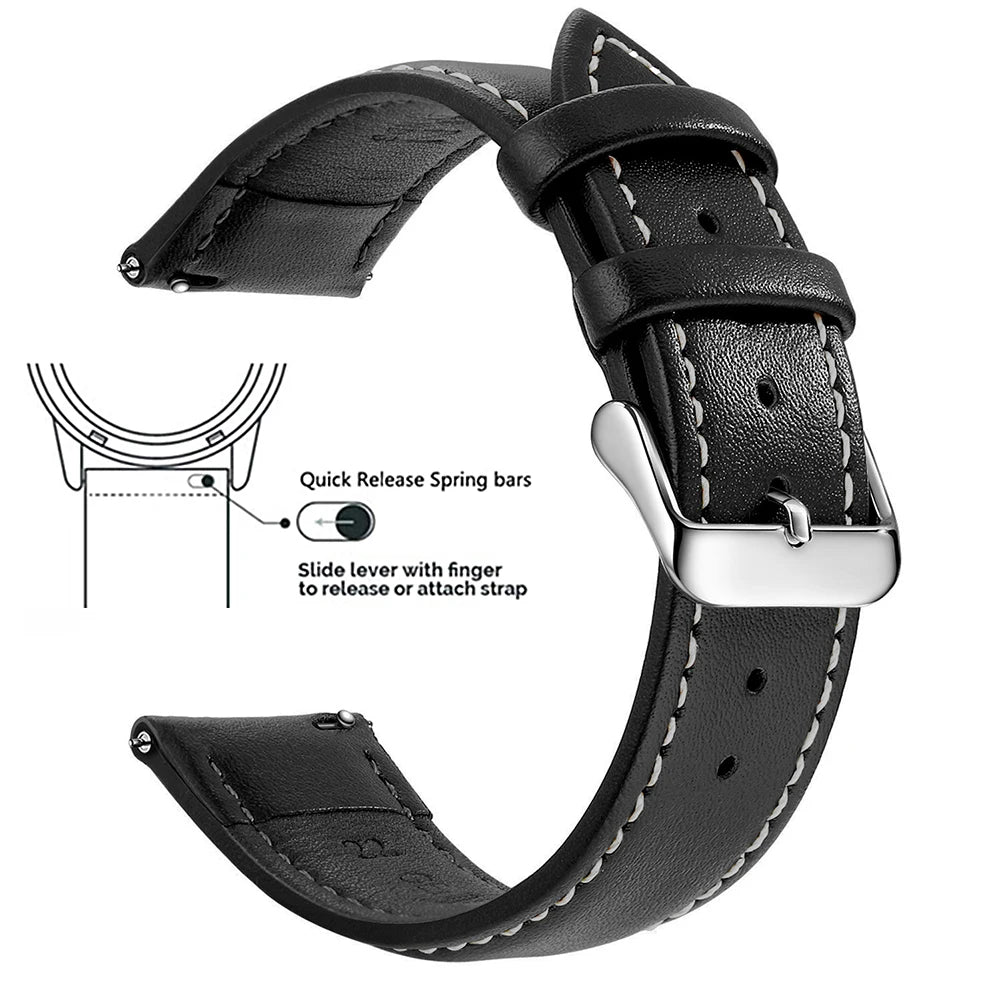 Echtleder Uhrenarmband Schnellverschluss 18/20/22mm für viele Smartwatches