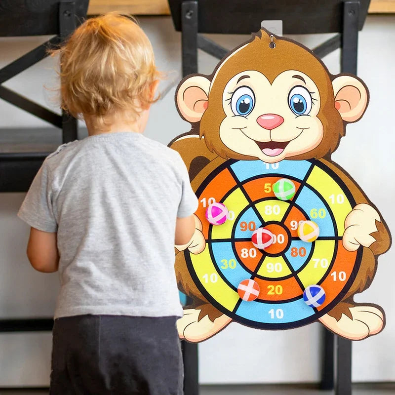 Montessori Dartscheibe mit klebrigen Bällen – fördert Motorik, 3-7 Jahre