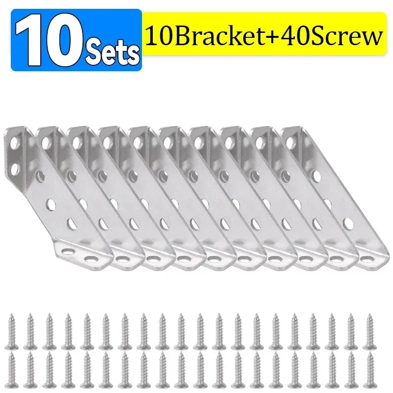 Stabile Möbelverstärkung: 10er Set Edelstahl Eckwinkel mit Schrauben 7 cm