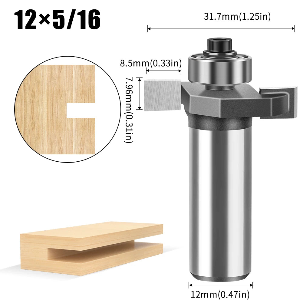 Doppel-rand T-förmiger Fräser mit 6mm und 12mm Schaft für Holzarbeiten