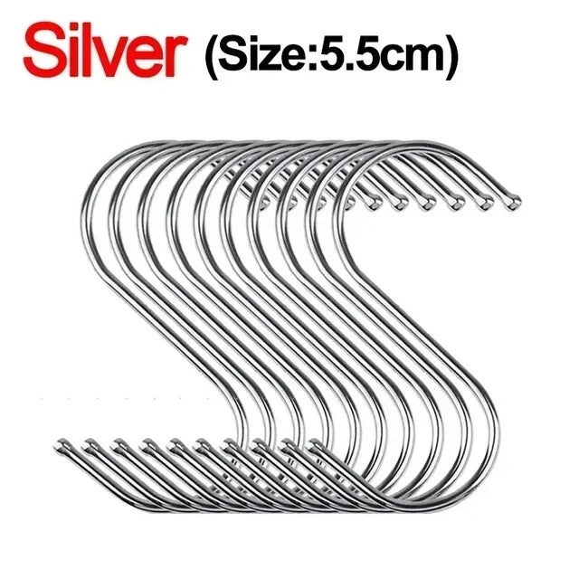 Multifunktionale Edelstahl S-Haken mit scharfer Spitze – 50 Stück 7 cm robust - rostfrei