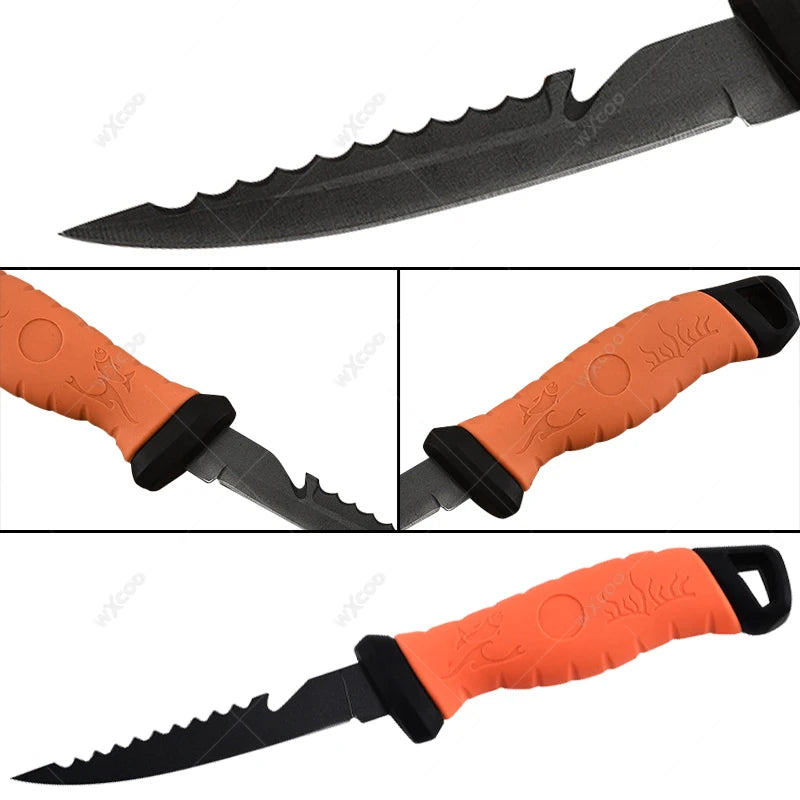 Multifunktionales Fischmesser mit scharfer Edelstahlklinge und Holzgriff für präzises Schneiden