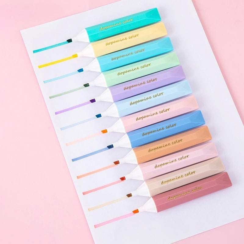 4 Viereckige Textmarker Set, wischfest, lebendige Farben für Studium - Büro