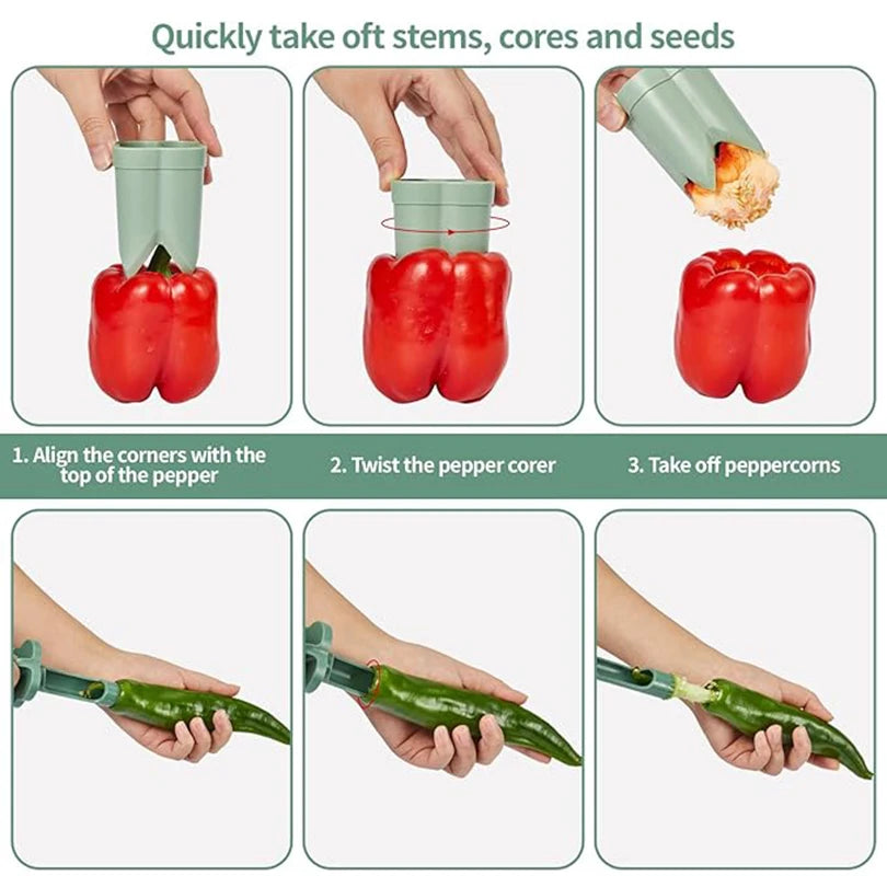 2-in-1 Obst - Pfeffer Corer – Sicherer Kernentferner aus ABS, kompakt - robust