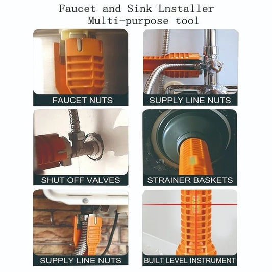 Multifunktionaler Sanitärschlüssel Rot – Rostfrei, präzise - ergonomisch für Profis