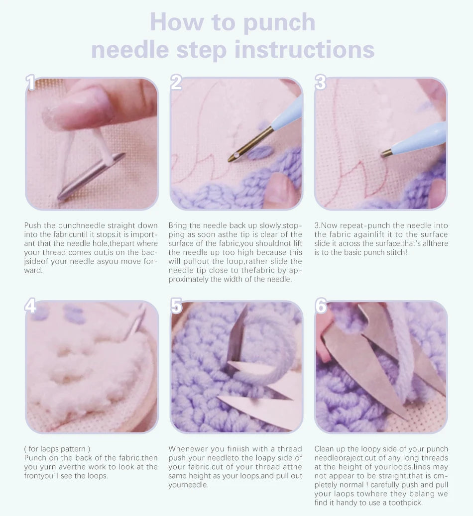 DIY Punch Nadel Stickerei Starter Kit mit Tiermustern für Anfänger