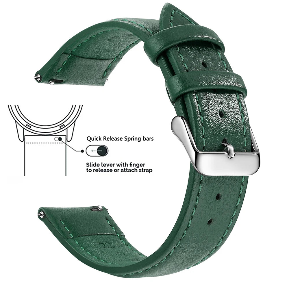 Echtleder Uhrenarmband Schnellverschluss 18/20/22mm für viele Smartwatches