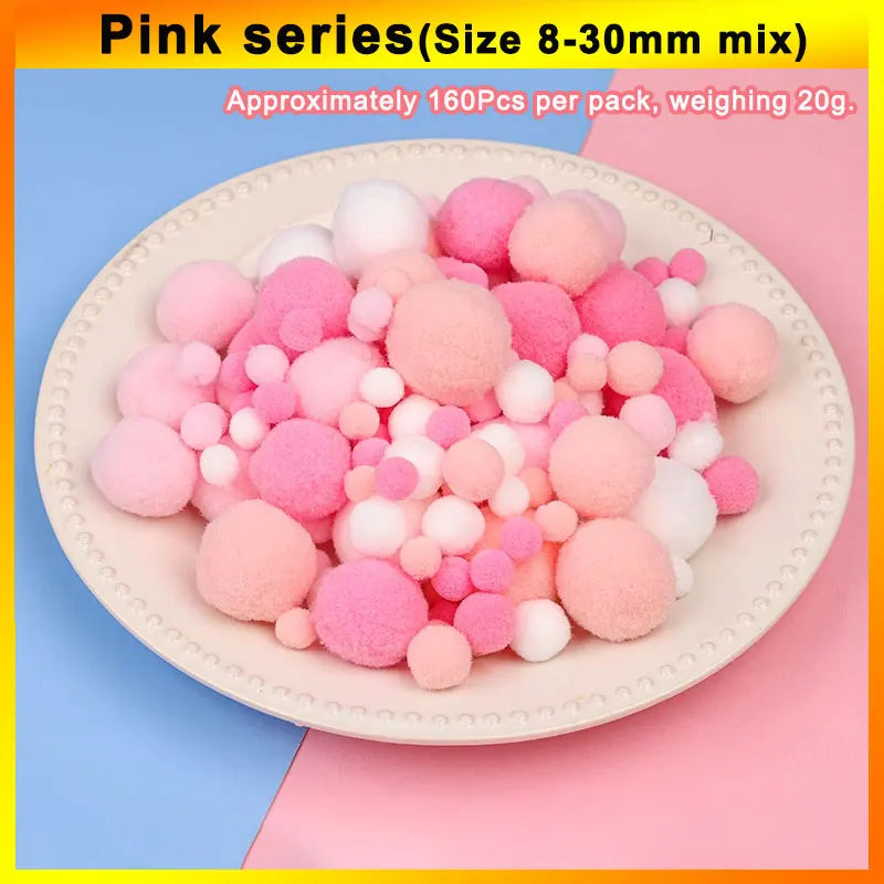 160 bunte Bastel-Pompons 8-30 mm – weicher DIY-Mix für kreative Projekte