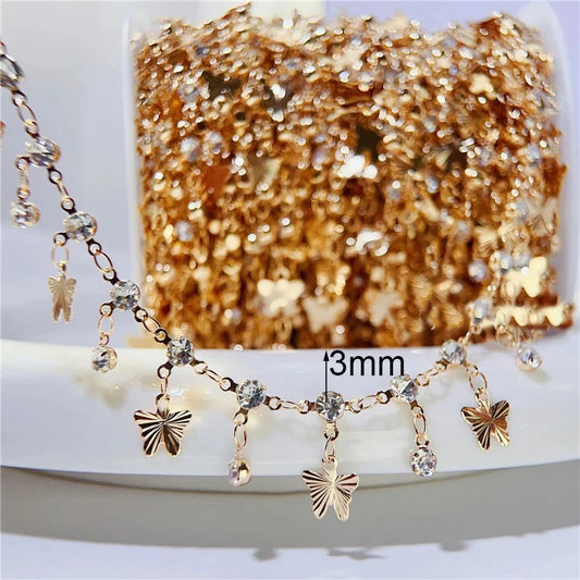 1 Meter Kupfer Kristall Zirkon Perlenkette Ketten für Schmuck DIY