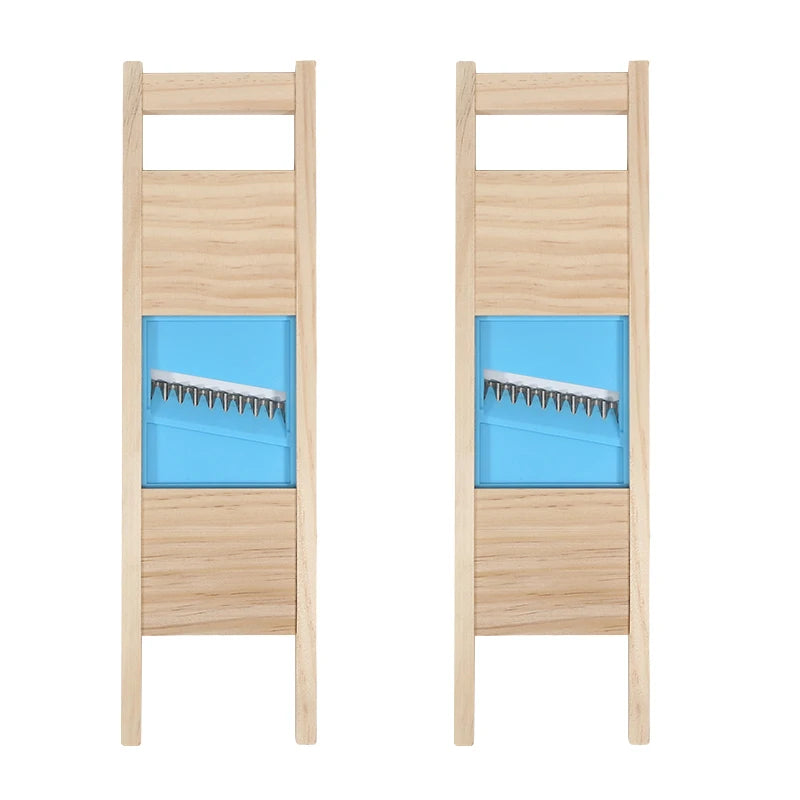 Edelstahl Pommes-Gitter Kartoffelschneider Küchenreibe Slicer mit Holzgriff