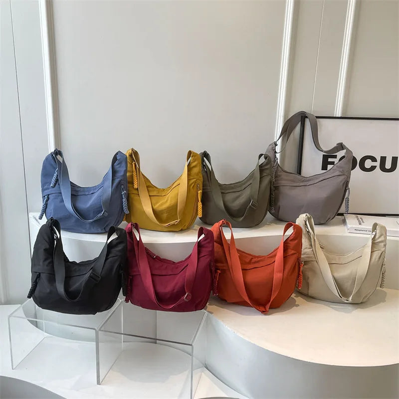 Hohe Kapazität Nylon Umhängetasche Damen – Robust, Soft - Vielseitig mit Reißverschluss