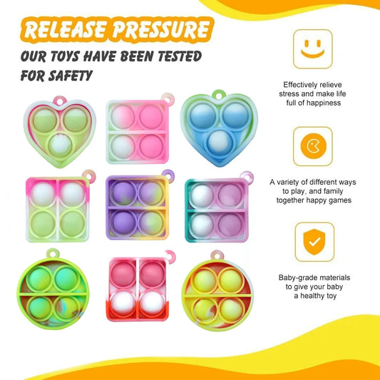 Mini Pop Fidget Spielzeug Set Schlüsselanhänger Stressabbau Party Büro
