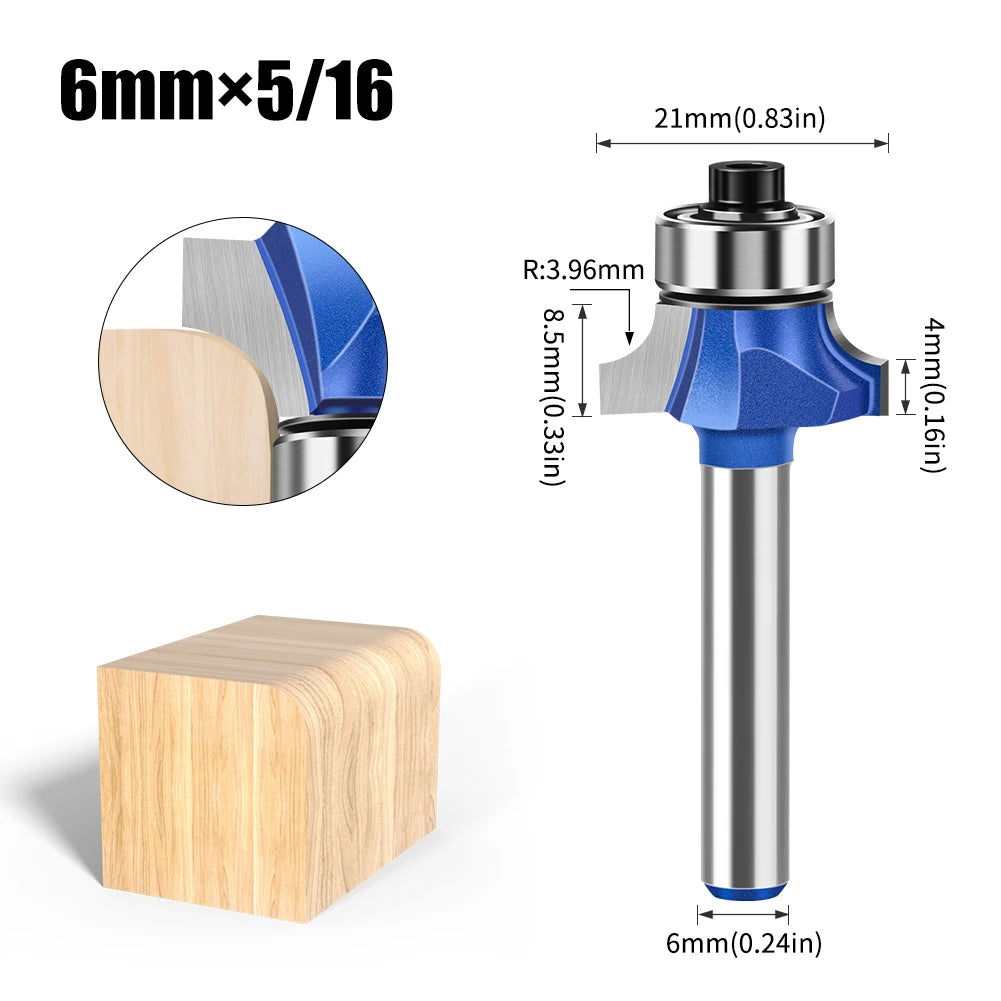 Roundover Router Bit Set 1/4 Zoll Schaft Hartmetall Fräser Holz