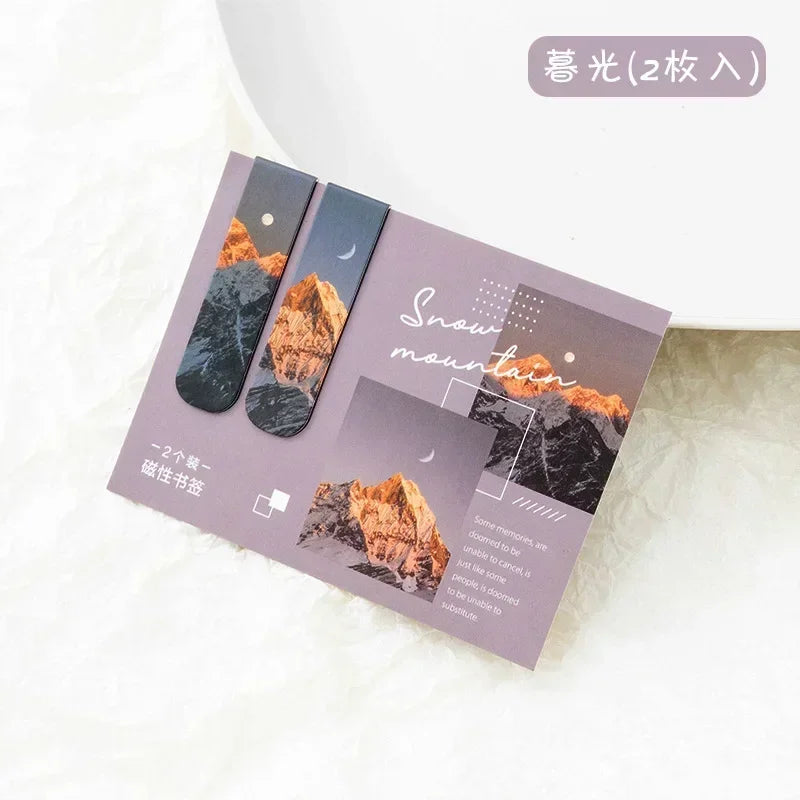 2er Set Magnetische Lesezeichen Landschaft Motiv für Bücher Leser