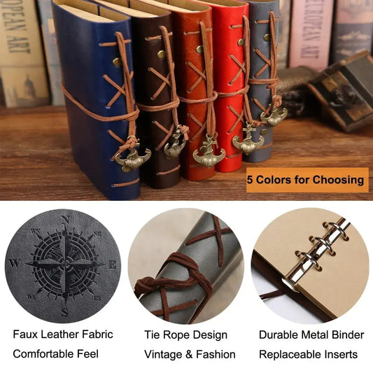 Retro Notizbuch mit weichem Ledereinband 14x10 cm für Tagebuch - Skizzen