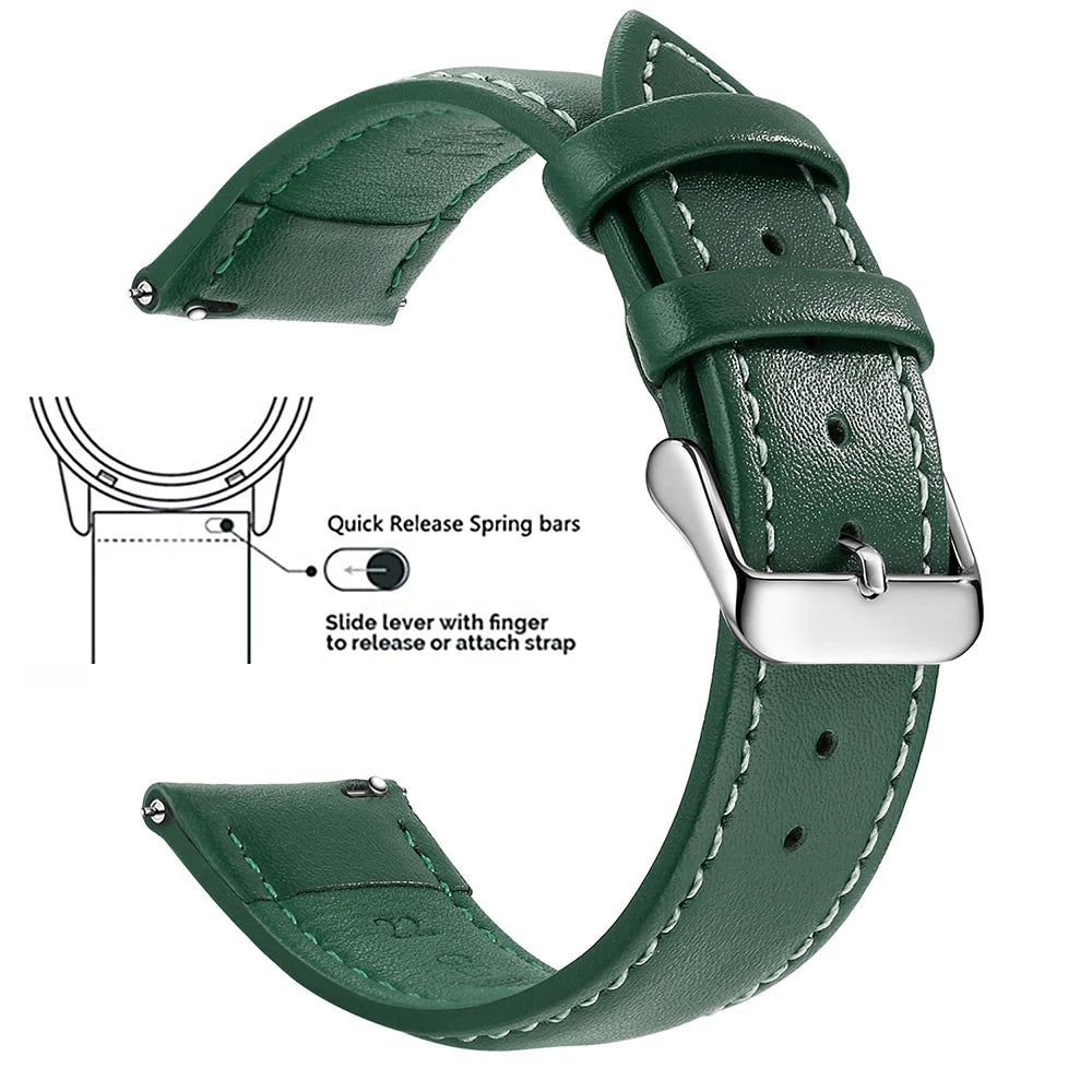 Echtleder Uhrenarmband Schnellverschluss 18/20/22mm für viele Smartwatches