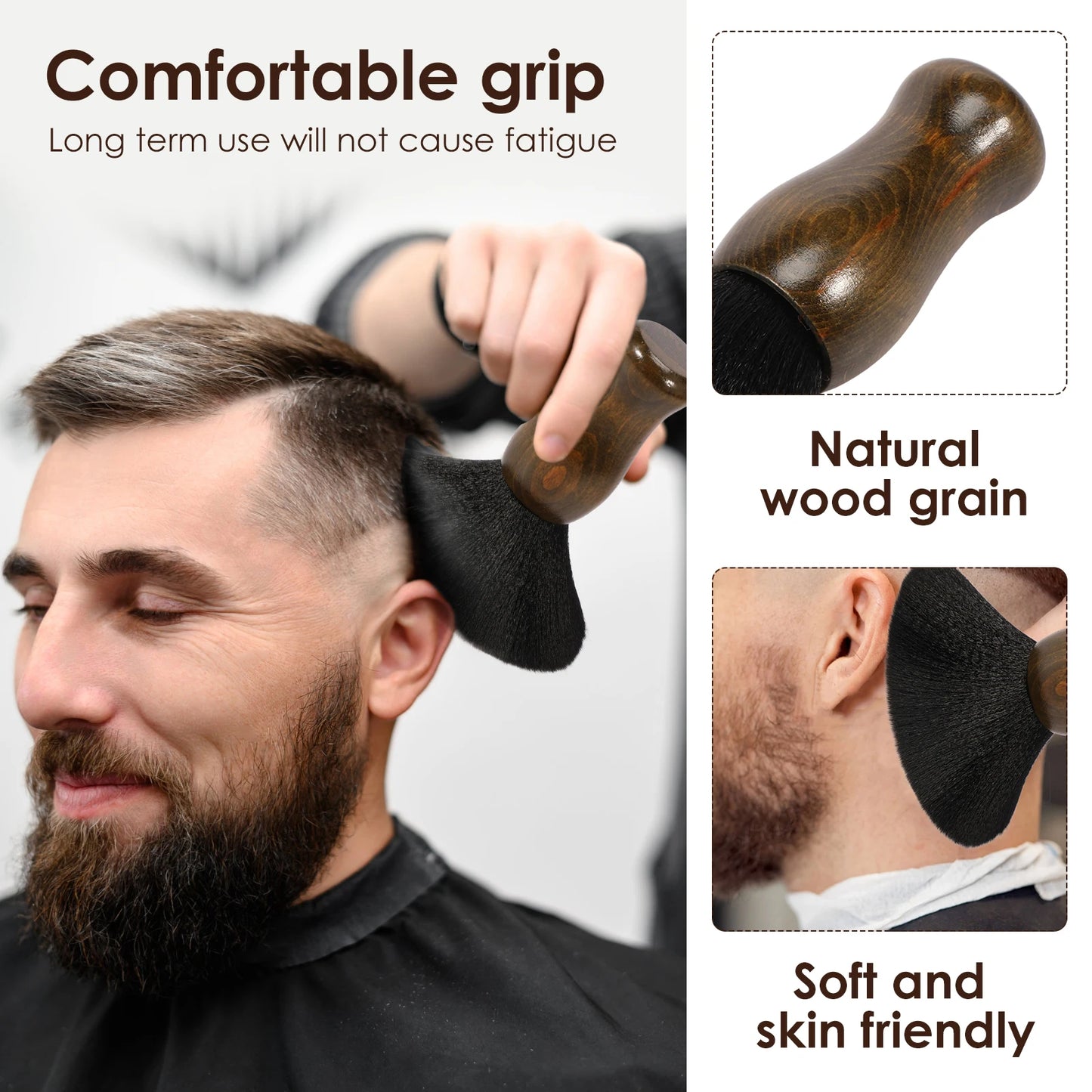 Weiche Haarbürste mit Holzgriff für sanftes Styling und Reinigung im Friseursalon