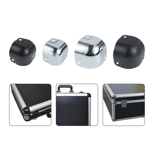 4er Set Eckschutz Metall für Koffer Boxen – 26mm/29mm Silber/Schwarz
