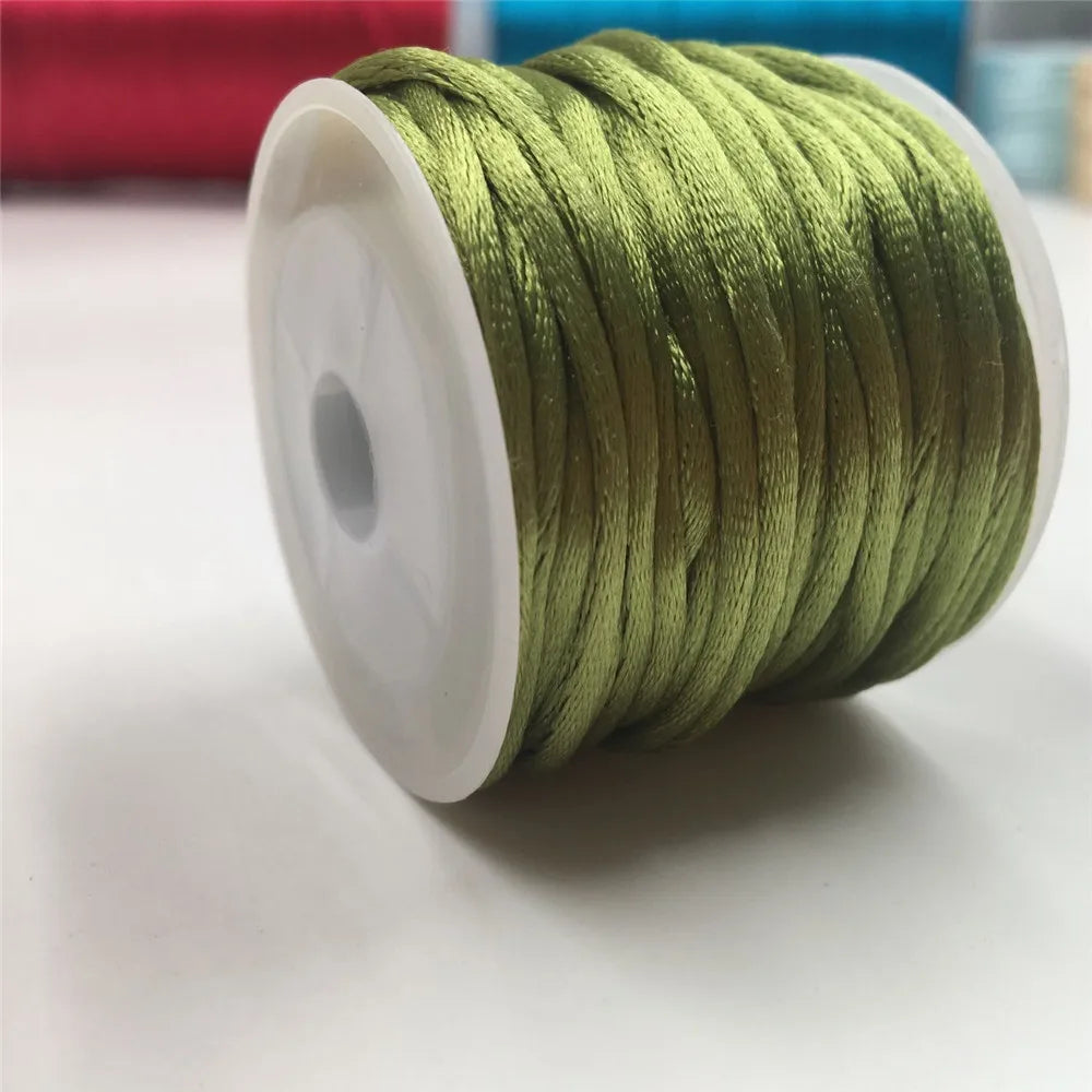 2mm Satinband geflochten Seide Makramee Seil für DIY Armbänder