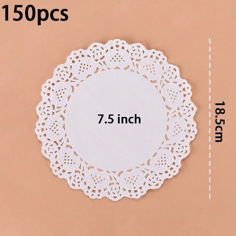 150 Runde Papier Spitzendeckchen Weiß Party Deko Tischsets Backzubehör