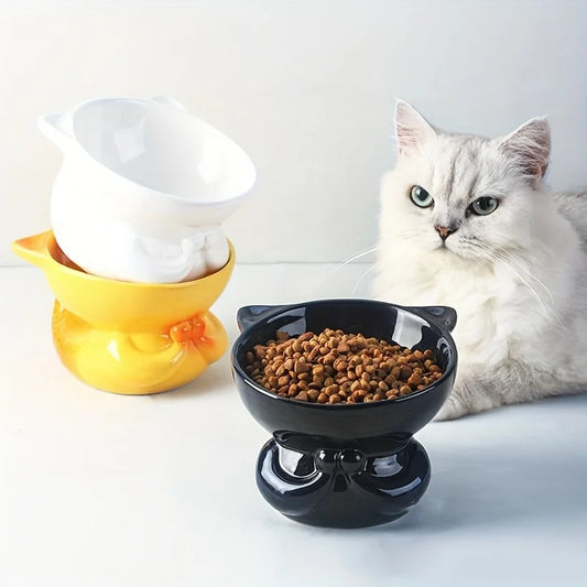 Erhöhte Keramik Katzenschüssel mit Halsschutz 300ml Futter Trinknapf