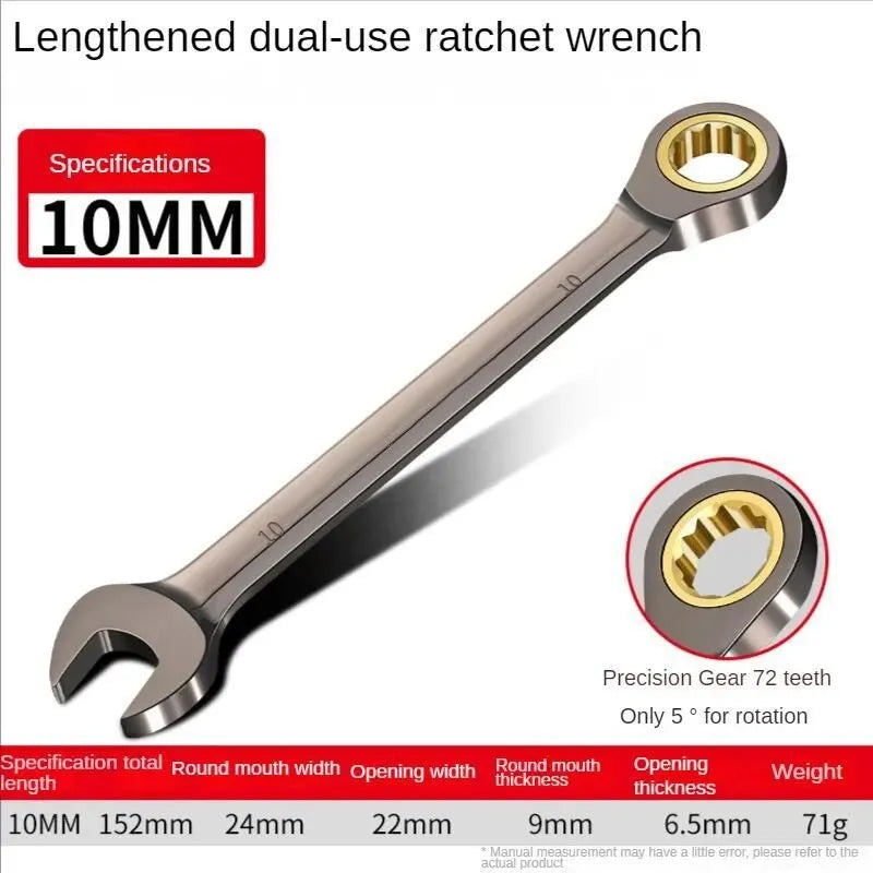 Multifunktionaler Schaltklinken-Handgriff-Schlüssel aus langlebiger Legierung 10 mm