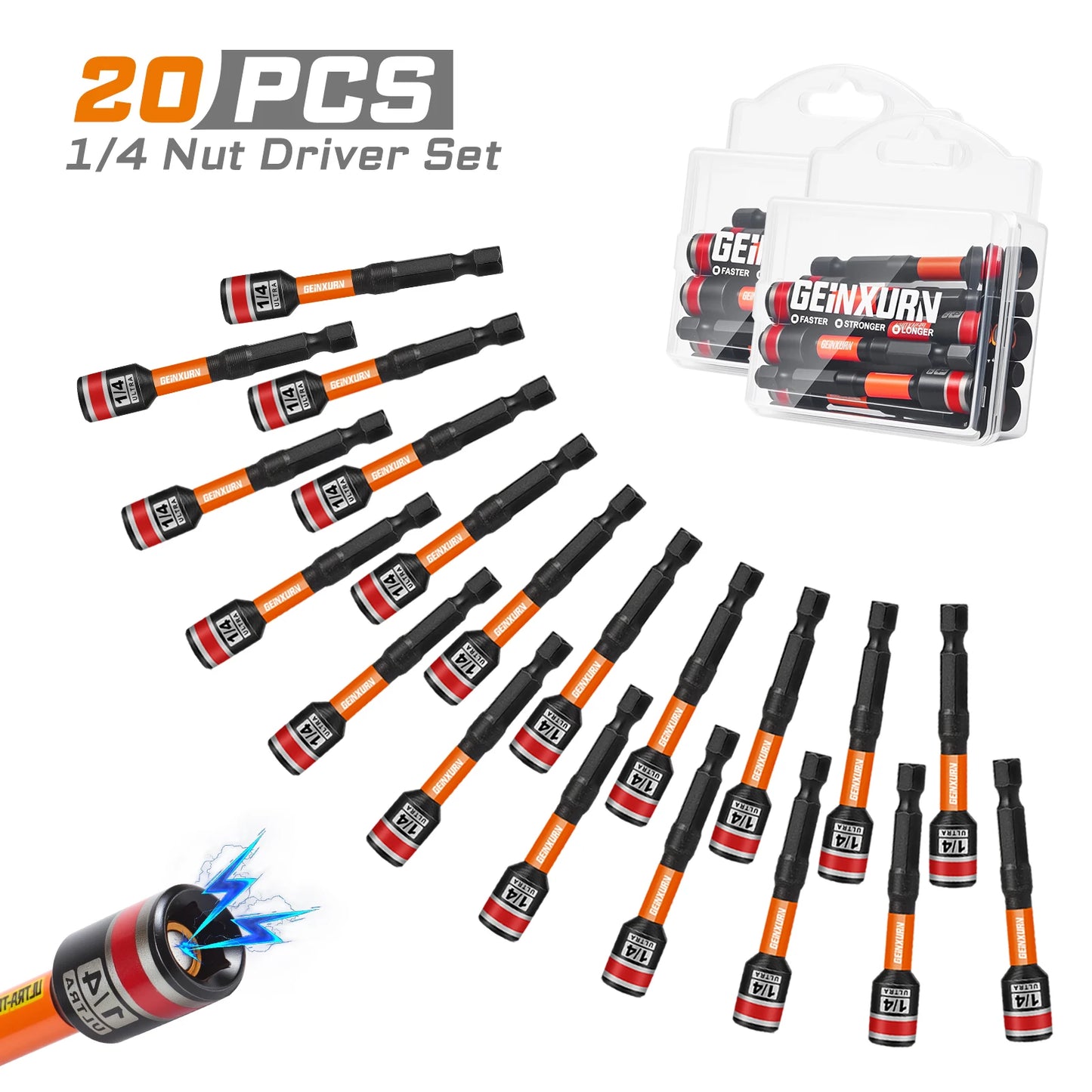 SAE Schlagmuttern-Schraubendreher-Set 1/4 5/16 3/8 Zoll 6-Punkt Sechskant-Schaft