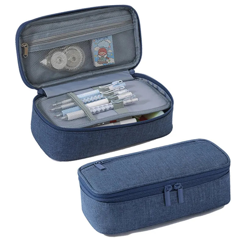 2-lagige Stift- und Kosmetikaufbewahrungstasche mit großer Kapazität