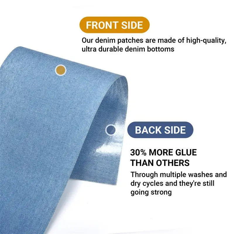 Denim Reparatur Bügelpatch 8x51cm Stoffflicken Schwarz Blau