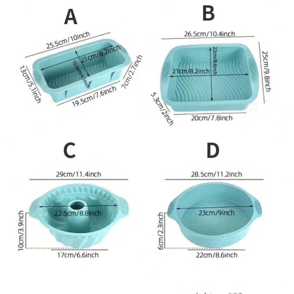 6tlg. Silikon Backformen Set - Ofenfest - Vielseitig für Gebäck - Kuchen