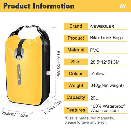 Wasserdichte doppelseitige Fahrradtasche mit Schnellverschluss 10L 20L - Yabubest - Home & More
