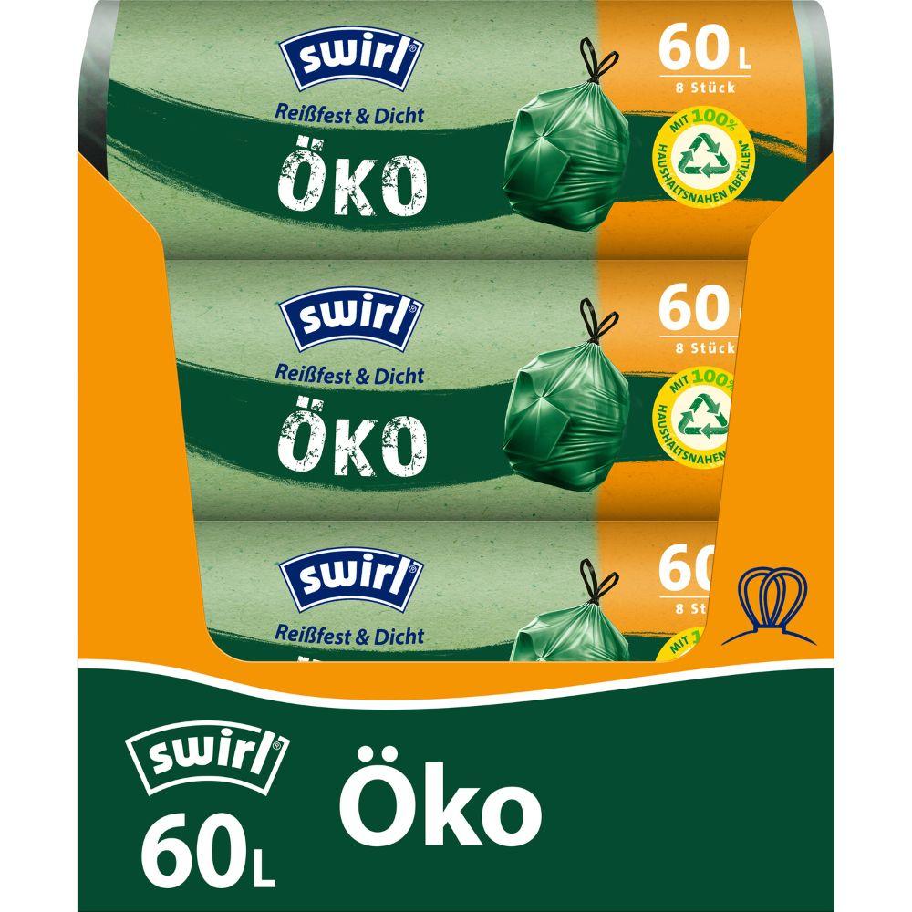 Swirl Öko-Müllbeutel 60 l mit Zugband, reißfest & dicht