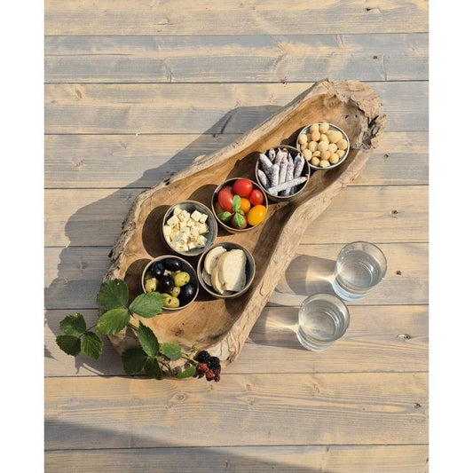 Dekoschale aus massivem Teakholz 60 cm lang