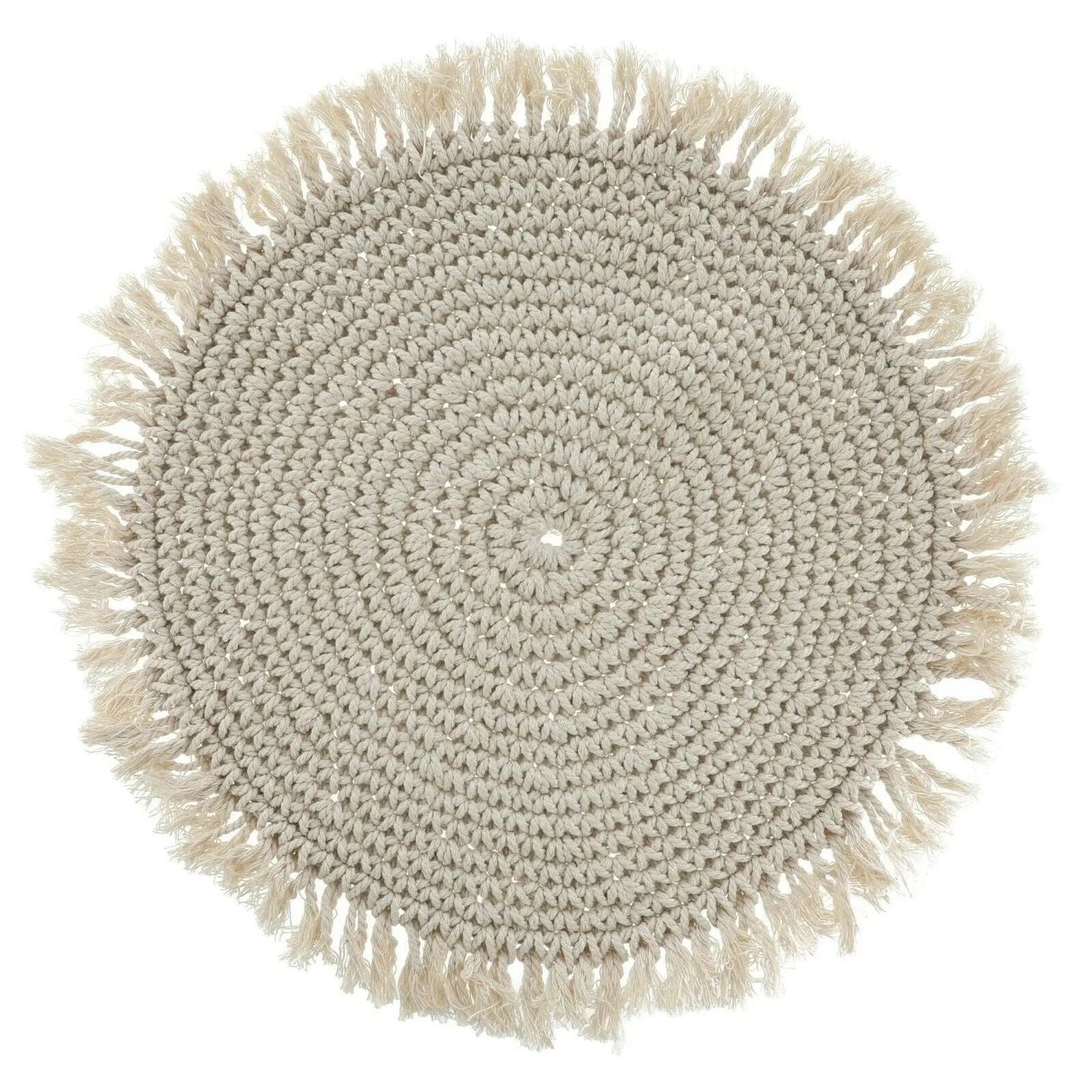 Tischset Makramee Platzset Tischdeko Untersetzer rund boho Deko creme 38 cm