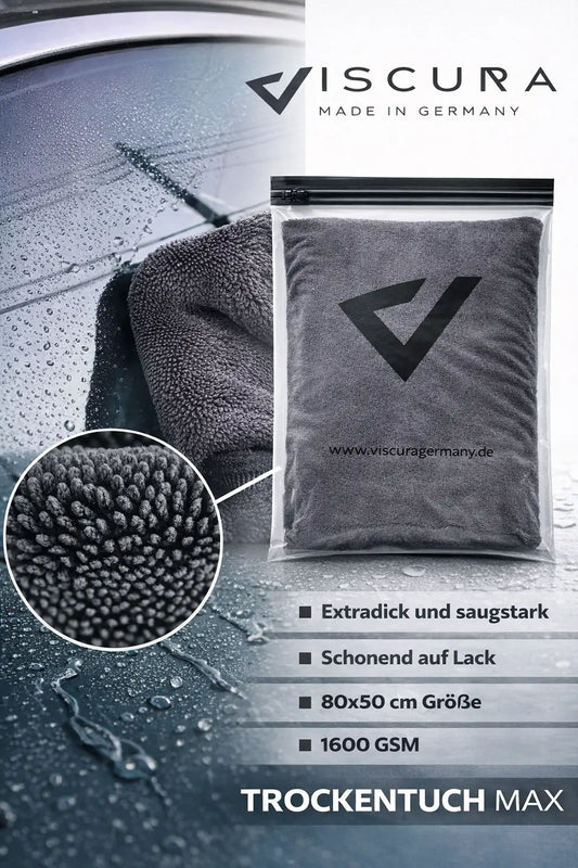 Mikrofaser Trockentuch 80x50 cm Hochsaugfähig für Lack & Glas-VISCURA
