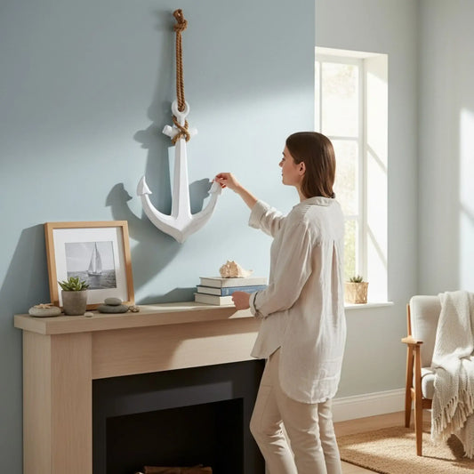 Anker Dekoanker Dekoration Maritim weiß Seil Tau 60x40 XXL hängen Hochzeit Wandhaken - Yabubest - Home & More